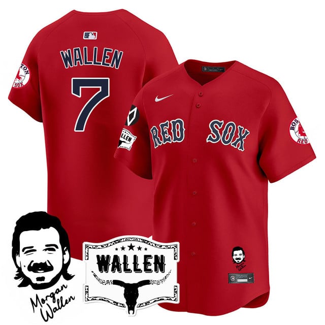 Men's Boston Red Sox Morgan Wallen 2025 Jersey - All Stitched Red Wallen #7 - 7