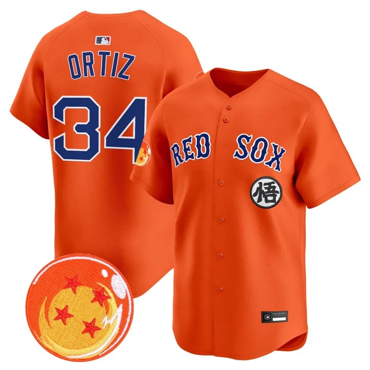 Men's Boston Red Sox x Dragon Ball Vapor Premier Limited Jersey #34 DAVID ORTIZ
