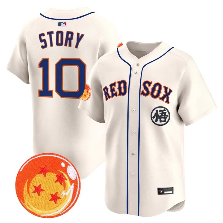 Men's Boston Red Sox x Dragon Ball Vapor Premier Limited Jersey CREAM #10 TREVOR STORY