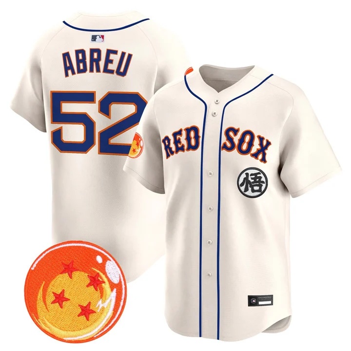Men's Boston Red Sox x Dragon Ball Vapor Premier Limited Jersey CREAM #52 WILYER ABREU