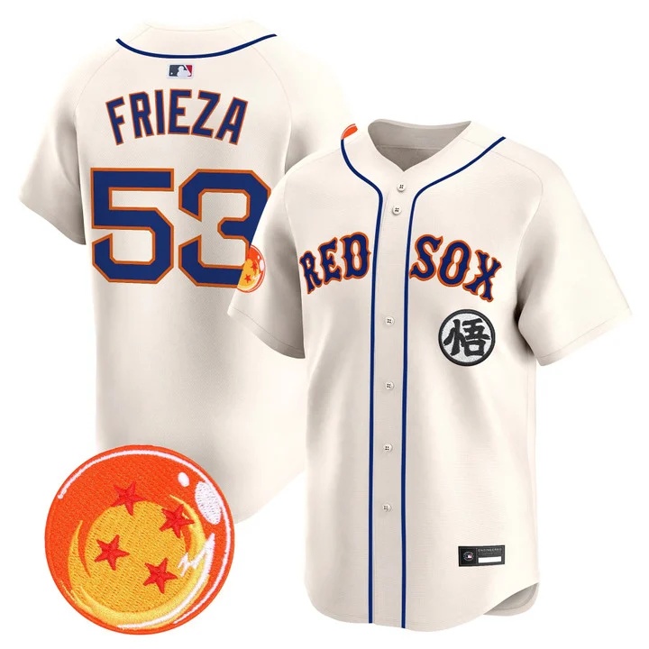Men's Boston Red Sox x Dragon Ball Vapor Premier Limited Jersey CREAM #53 FRIEZA