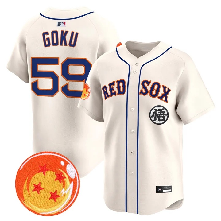 Men's Boston Red Sox x Dragon Ball Vapor Premier Limited Jersey CREAM #59 SON GOKU