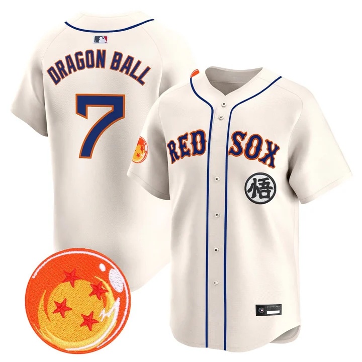 Men's Boston Red Sox x Dragon Ball Vapor Premier Limited Jersey CREAM #7 DRAGON BALL