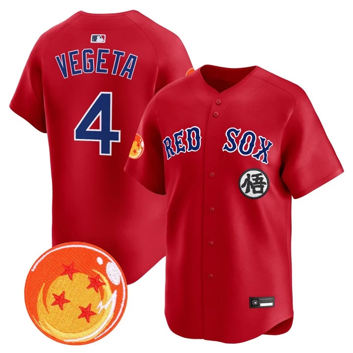 Men's Boston Red Sox x Dragon Ball Vapor Premier Limited Jersey RED #4 VEGETA