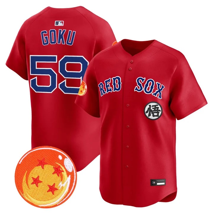 Men's Boston Red Sox x Dragon Ball Vapor Premier Limited Jersey RED #59 SON GOKU