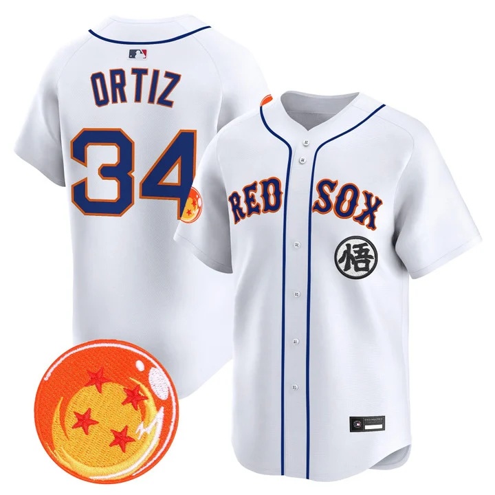 Men's Boston Red Sox x Dragon Ball Vapor Premier Limited Jersey WHITE #34 DAVID ORTIZ