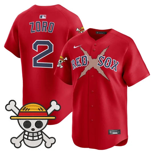 Men's Boston Red Sox x One Piece Vapor Premier Limited Jersey RED#2 ZORO