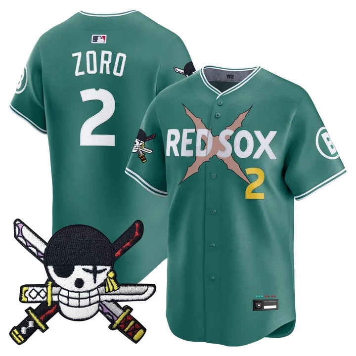 Men's Boston Red Sox x One Piece Zoro Patch Vapor Premier Limited Jersey CITY CONNECT#2 ZORO