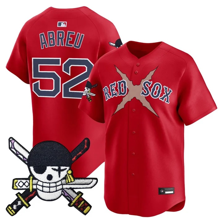 Men's Boston Red Sox x One Piece Zoro Patch Vapor Premier Limited Jersey RED#52 WILYER ABREU
