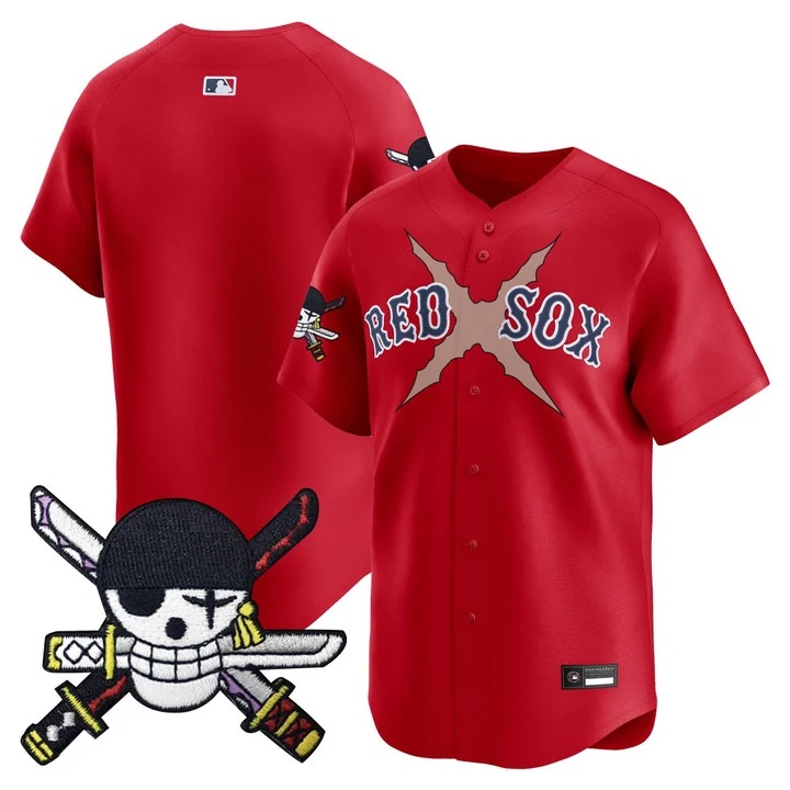 Men's Boston Red Sox x One Piece Zoro Patch Vapor Premier Limited Jersey RED BLANK