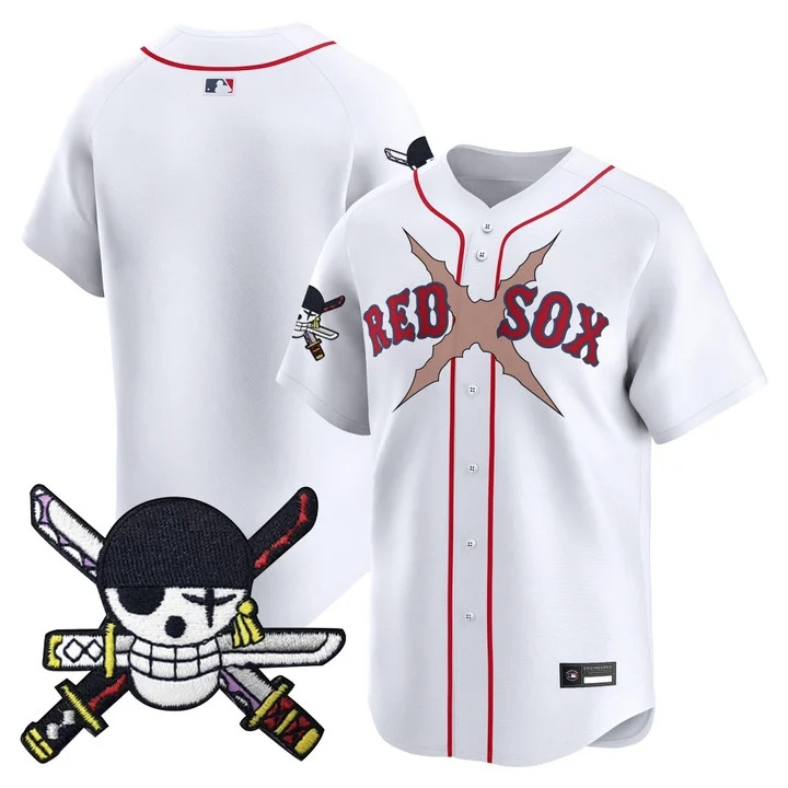 Men's Boston Red Sox x One Piece Zoro Patch Vapor Premier Limited Jersey WHITE BLANK