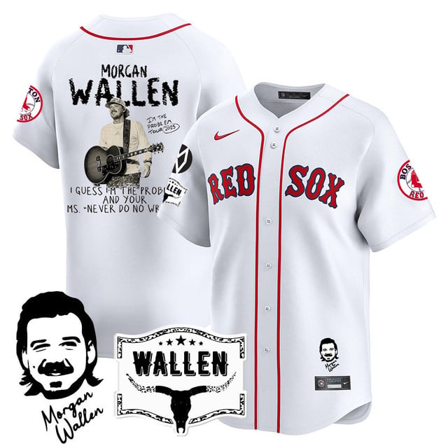 Men's Boston White Sox Morgan Wallen 2025 Jersey - All Stitched White 2025 Tour