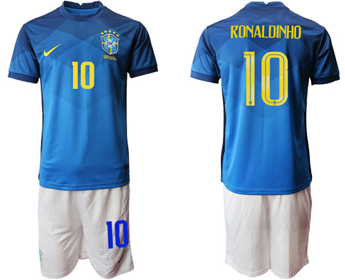 Men's Brazil #10 Ronaldinho Away Jersey
