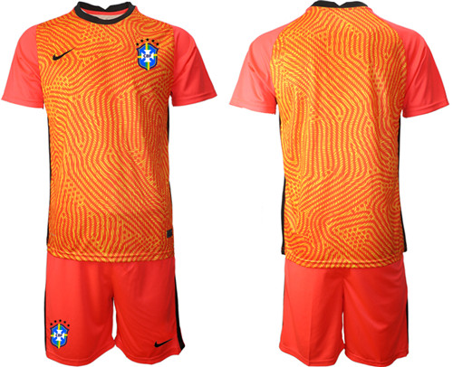 Men's Brazil Blank Red goalkeeper Jersey