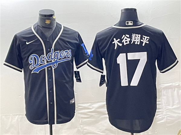 Men's Brooklyn Dodgers #17 ?¤§è°·????13 Black Cool Base With Patch Stitched Baseball Jersey
