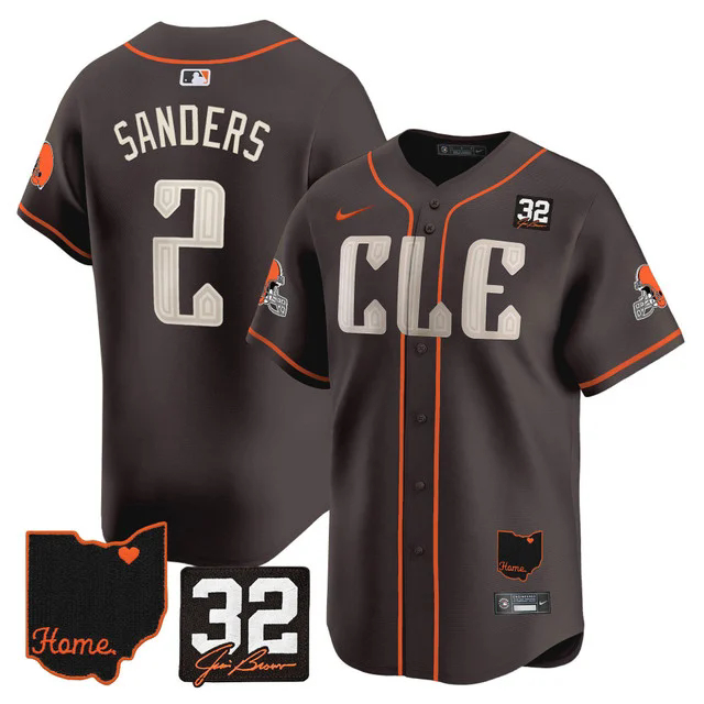 Men's Browns #32 Jim Brown Memorial & Home Patch Vapor Premier Limited Jersey #2 SHEDEUR SANDERS.webp