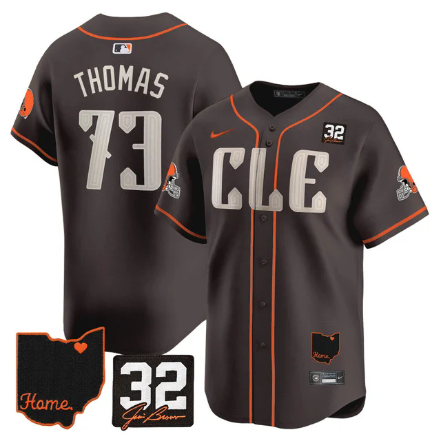 Men's Browns #32 Jim Brown Memorial & Home Patch Vapor Premier Limited Jersey #73 JOE THOMAS.webp