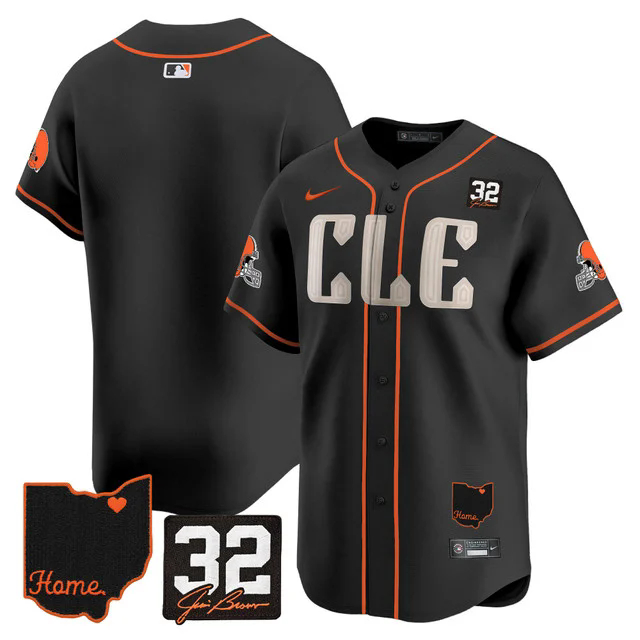 Men's Browns #32 Jim Brown Memorial & Home Patch Vapor Premier Limited Jersey BLACK BLANK.webp