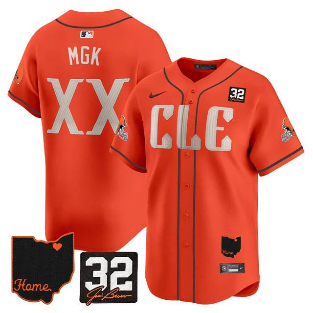 Men's Browns #32 Jim Brown Memorial & Home Patch Vapor Premier Limited Jersey ORANGE #XX MGK.webp