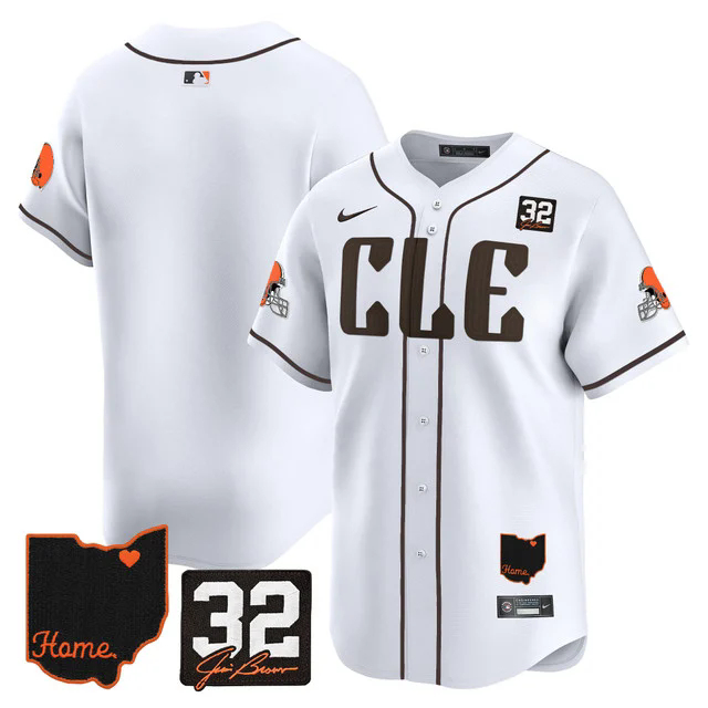 Men's Browns #32 Jim Brown Memorial & Home Patch Vapor Premier Limited Jersey WHITE BLANK.webp