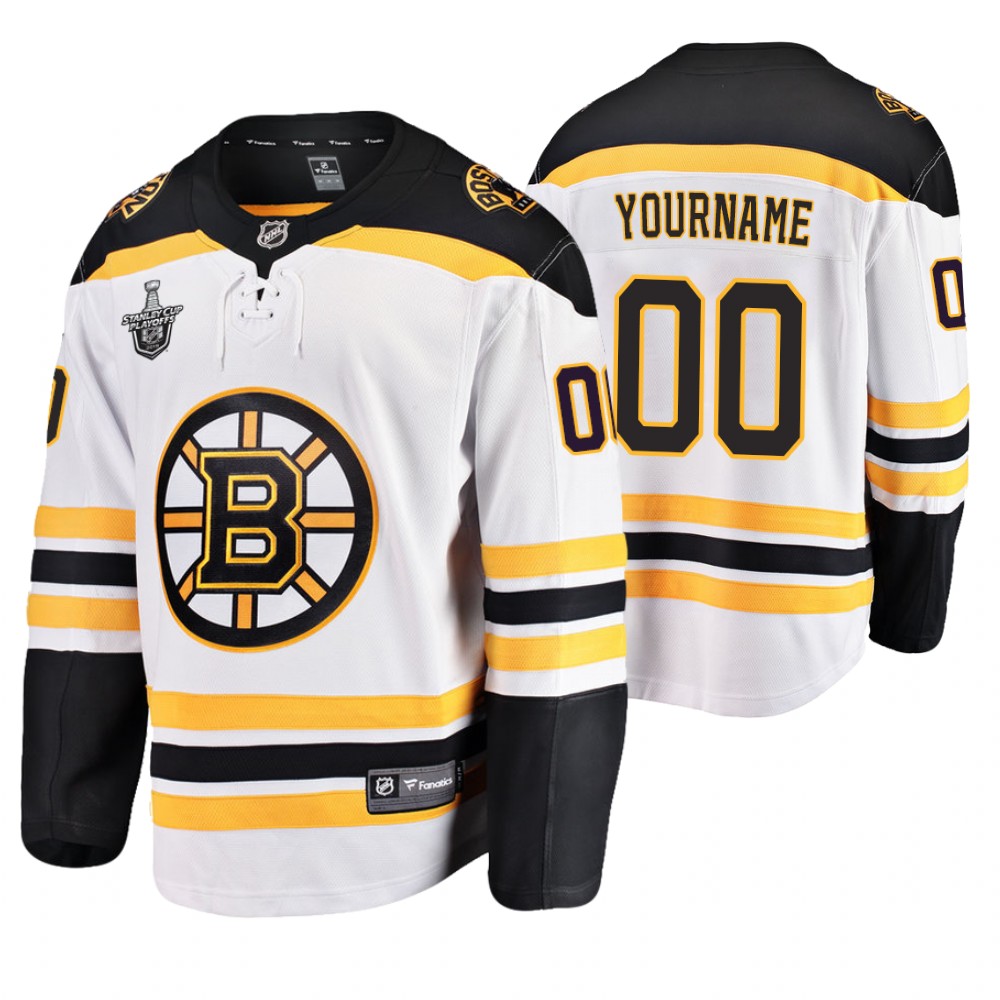 Men's Bruins #00 Custom Stanley Cup Playoffs Away Jersey