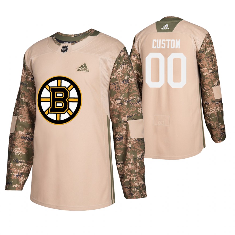 Men's Bruins #00 Custom Veterans Day Jersey - Camo