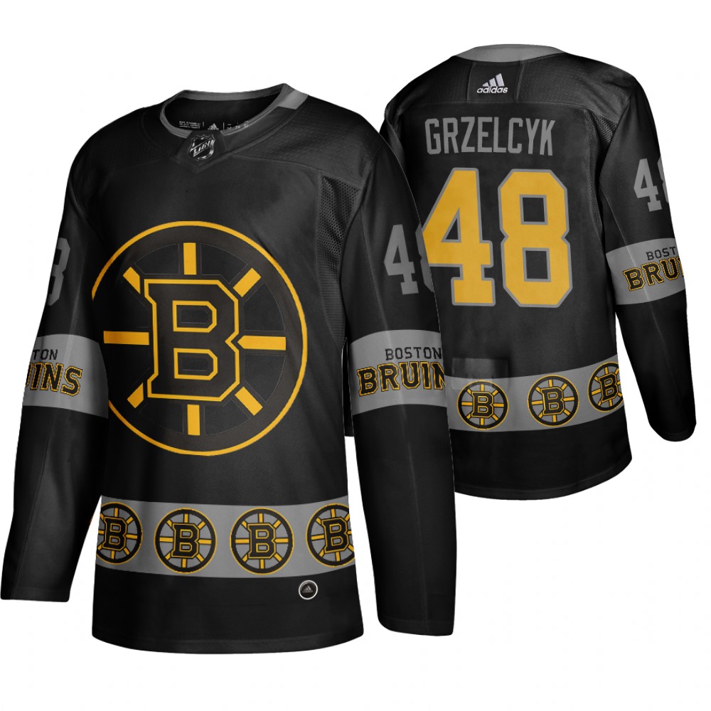Men's Bruins #48 Matt Grzelcyk Logo sleeve Breakaway Jersey Black