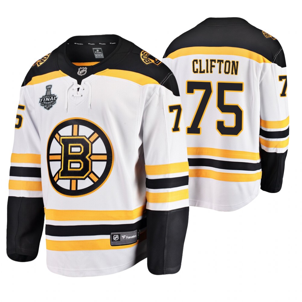 Men's Bruins #75 Connor Clifton Stanley Cup Final Away Jersey Stitched