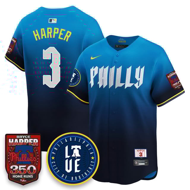 Men's Bryce Harper Philadelphia Phillies 350 Home Runs Jersey #3 Bryce Harper
