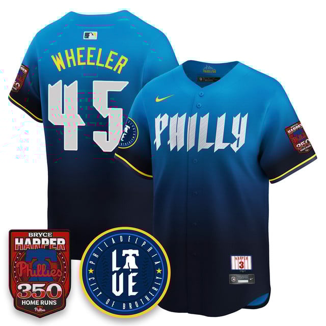 Men's Bryce Harper Philadelphia Phillies 350 Home Runs Jersey #45 Zack Wheeler