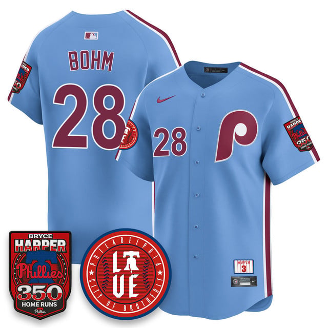 Men's Bryce Harper Philadelphia Phillies 350 Home Runs Jersey blue #28 Alec Bohm