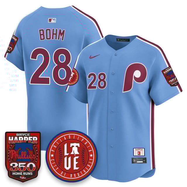 Men's Bryce Harper Philadelphia Phillies 350 Home Runs Jersey blue #28 Alec Bohm