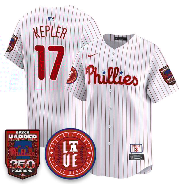 Men's Bryce Harper Philadelphia Phillies 350 Home Runs Jersey white #17 Max Kepler