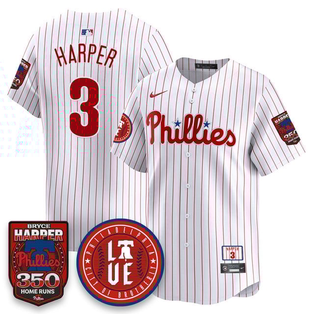 Men's Bryce Harper Philadelphia Phillies 350 Home Runs Jersey white #3 Bryce Harper