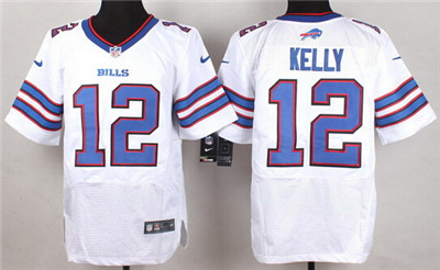 Men's Buffalo Bills #12 Jim Kelly Nike White Elite Stitched Jersey