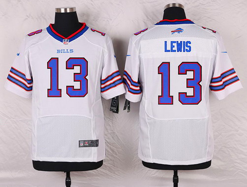 Men's Buffalo Bills #13 Dez Lewis White Road NFL Nike Elite Jersey
