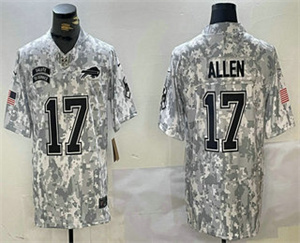 Men's Buffalo Bills #17 Josh Allen 2024 FUSE Arctic Camo Salute to Service Limited Stitched Jersey