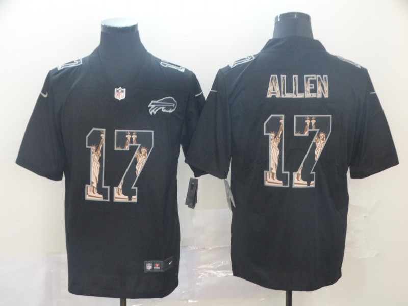 Men's Buffalo Bills #17 Josh Allen Black Nike Statue Of Liberty Legend Jersey