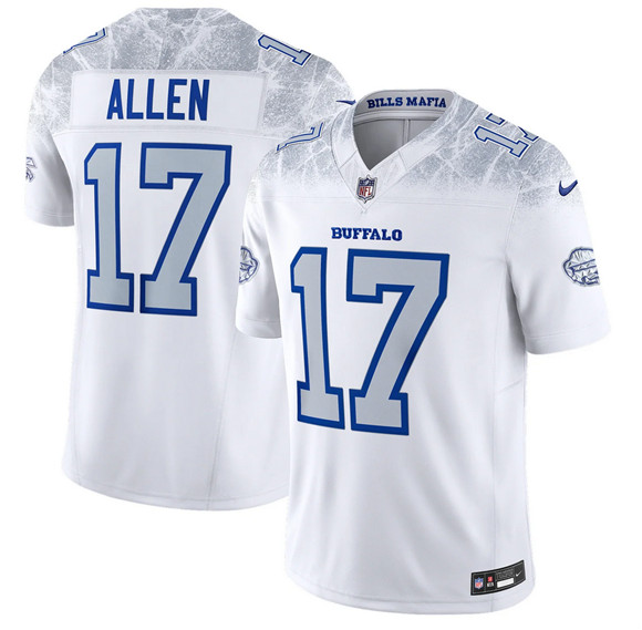 Men's Buffalo Bills #17 Josh Allen White 2025 F.U.S.E. a??Rivalriesa?? Vapor Limited Football Stitched Jersey