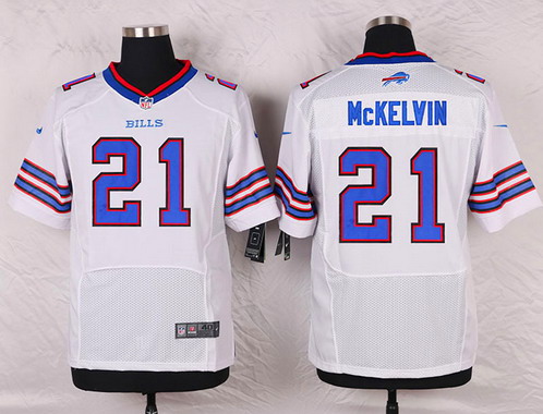 Men's Buffalo Bills #21 Leodis McKelvin White Road NFL Nike Elite Stitched Jersey