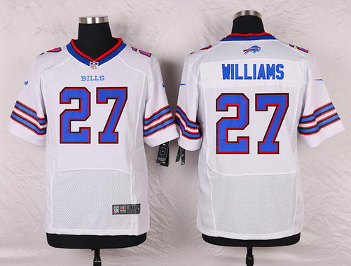 Men's Buffalo Bills #27 Duke Williams White Road NFL Nike Elite Stitched Jersey