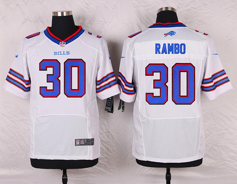 Men's Buffalo Bills #30 Bacarri Rambo White Road NFL Nike Elite Stitched Jersey