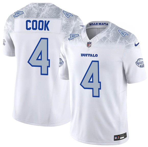 Men's Buffalo Bills #4 James Cook White 2025 F.U.S.E. a??Rivalriesa?? Vapor Limited Football Stitched Jersey