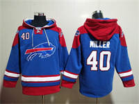 Men's Buffalo Bills #40 Von Miller Blue Ageless Must Have Lace Up Pullover Hoodie