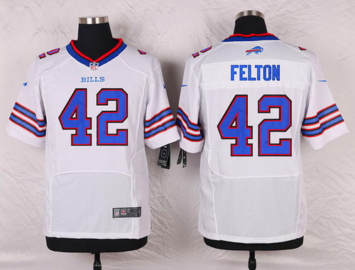 Men's Buffalo Bills #42 Jerome Felton White Road NFL Nike Elite Stitched Jersey