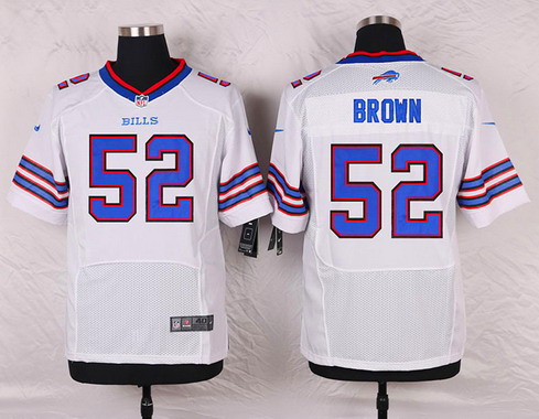 Men's Buffalo Bills #52 Preston Brown White Road NFL Nike Elite Stitched Jersey