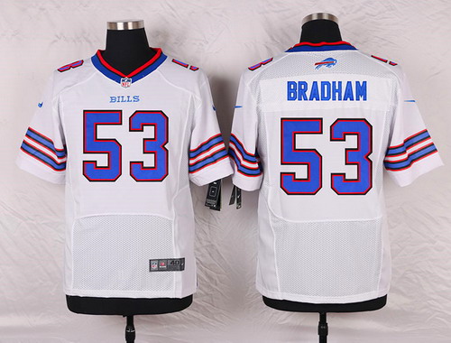 Men's Buffalo Bills #53 Nigel Bradham White Road NFL Nike Elite Stitched Jersey