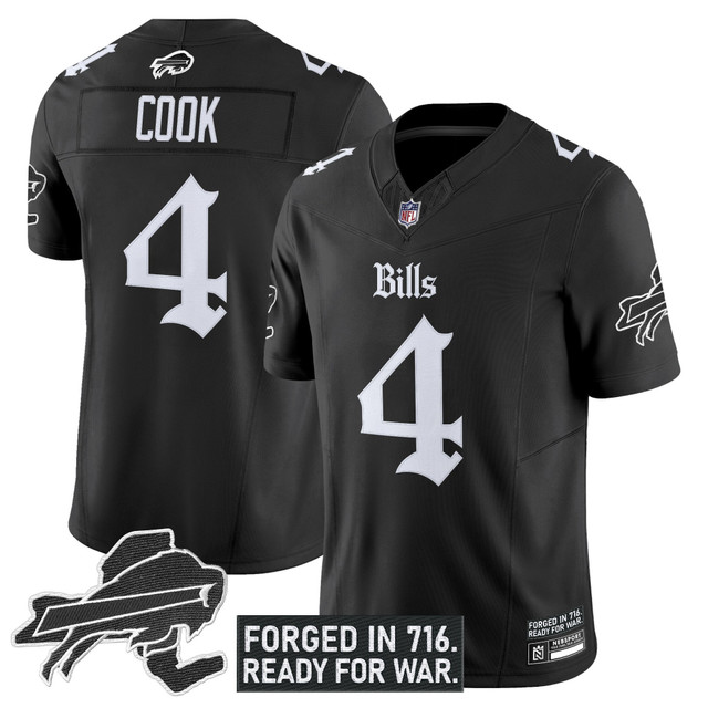 Men's Buffalo Bills 'Gothic Cold Front Edition' Vapor Limited Jersey - All Stitched Black James Cook