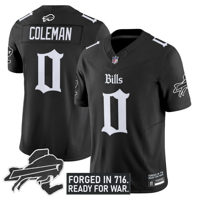 Men's Buffalo Bills 'Gothic Cold Front Edition' Vapor Limited Jersey - All Stitched Black Keon Coleman