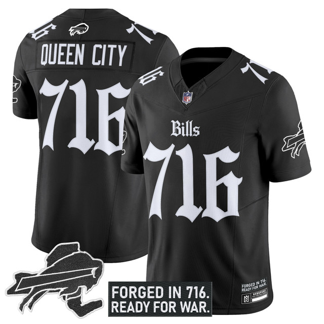 Men's Buffalo Bills 'Gothic Cold Front Edition' Vapor Limited Jersey - All Stitched Black Queen City 716